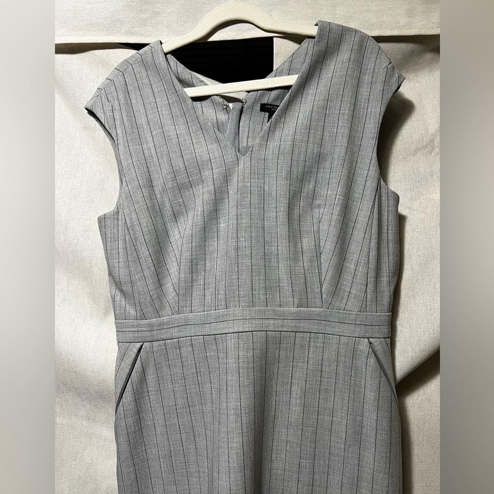 Ann Taylor Light Gray Pinstripe Dress
